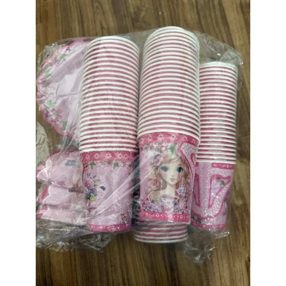 Girls Birthday Party Supplies Decorations Complete Set Plates,‎ Cups